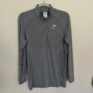 Gray quarter zip Gymshark long sleev slim fit shirt